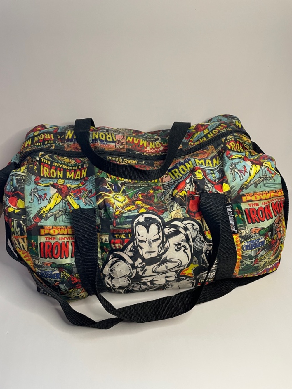 Vintage Marvel Iron Man Comic Print Duffel Bag- Black Strap - Picture 3 of 5